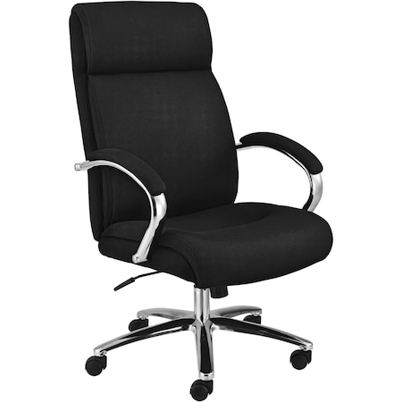 Global Industrial Fabric Executive Chair with Lumbar Support, High Back, Black, Fixed Arms, High Back 695616